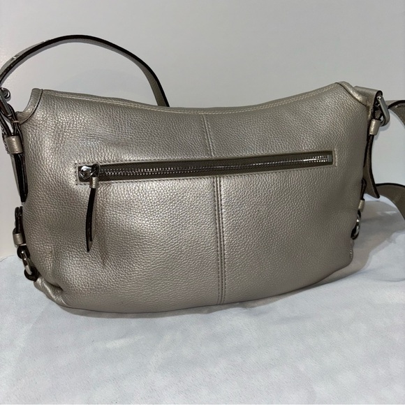 COACH Legacy Duffle Bag, Pebbled Leather, Turn-lock flap front, Silver Metallic - Picture 4 of 10
